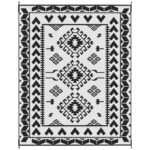Reversible Outdoor Rug, Waterproof Plastic Straw with Carry Bag, 8' x 10', Black & White Rhombus Patchwork