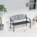 50" Blossoming Pattern Garden Decorative Patio Park Bench with Beautiful Floral Design & Relaxing Comfortable Build - Image 3