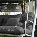 59" Tufted Bench Cushions & Throw Pillows, Replacement Bench Seat Pad, Back & 2 Pillows for Outdoor Furniture, Charcoal - Image 6