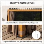10' x 13' Outdoor Retractable Pergola w/ Sun Shade Louvered Top, Pergola w/ Canopy, Curtains, Netting - Image 6