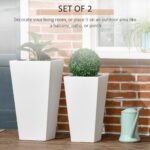 2-Pack Outdoor Planter Set, Flower Pots with Drainage Holes, Durable & Stackable Plant Pot, 22in & 18in, for Porch, Entryway, Patio, Yard, Garden, White - Image 4