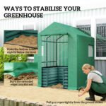 Greenhouse with Raised Garden Bed, Galvanized Steel Outdoor Greenhouse with Roll Up Door, 56" x 56" x 75", Green - Image 8