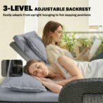 Patio Rattan Daybed, Wicker Outdoor Daybed with Storage Ottoman, Loveseat w/ Adjustable Backrest, Gray - Image 5