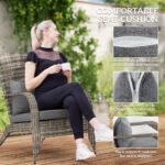 Wicker Adirondack Chair Fire Pit Chair w/ Ottoman & Cushions, Gray - Image 6