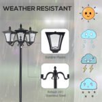 Outdoor Lamp Post Lights, Triple Head Solar Powered Lamp, Street Vintage Solar Post Lamp, for Backyard, Garden Pathway, Driveway, 72 Inches - Image 7