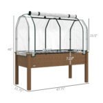 Raised Garden Bed with PE Greenhouse Cover Outdoor Planter Box for Herbs and Vegetables, 48 x 22 x 46 inch, Brown - Image 3