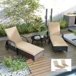 Foldable Chaise Lounge Cushion Set of 2, Outdoor Lounge Chair Cushion Set, UPF50+ 200gsm Fabric, 76" x 23", Beige - Image 2