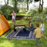 Reversible Outdoor Rug, Waterproof Plastic Straw with Carry Bag, 8' x 10', Blue & White Gourd Border - Image 2