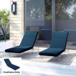 Chaise Lounge Cushion, 4" Thick Outdoor Lounge Chair Cushions with Ties for Patio, 26" x 80 ", Navy Blue - Image 8