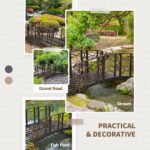 6' Metal Arch Backyard Garden Bridge with 660 lbs. Weight Capacity, Safety Siderails, Vine Motifs, Easy Assembly for Backyard Creek, Stream, Pond, Brown - Image 7