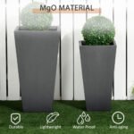 2-Pack Outdoor Planter Set, Flower Pots with Drainage Holes, Durable & Stackable Plant Pot, 22in & 18in, for Porch, Entryway, Patio, Yard, Garden, Gray - Image 5