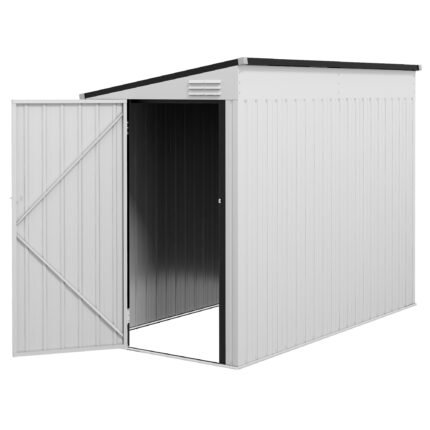 Lean to Garden Storage Shed with Lockable Doors, Air Vents, 4' x 8', White