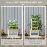 Wooden Raised Garden Bed with Trellis, Galvanized Planter Box Elevated Garden Bed for Garden, Patio, Natural Wood - Image 4