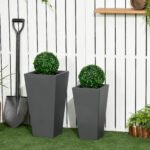2-Pack Outdoor Planter Set, Flower Pots with Drainage Holes, Durable & Stackable Plant Pot, 22in & 18in, for Porch, Entryway, Patio, Yard, Garden, Gray - Image 2