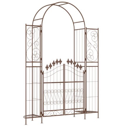 7' Metal Garden Arbor with Garden Arch