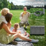 9x12 Waterproof Reversible Outdoor Rug for Camping, Backyard, Picnics, Beach, Deck Gray & White Floral - Image 7