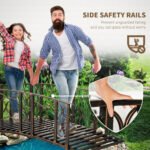 6' Metal Arch Backyard Garden Bridge with 660 lbs. Weight Capacity, Safety Siderails, Vine Motifs, Easy Assembly for Backyard Creek, Stream, Pond, Brown - Image 5