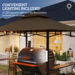 8' x 5' Outdoor Grill Gazebo, Barbecue Gazebo Shelter with LED Light, 2 Side Shelves, Hooks, Bottle Opener, Dark Brown - Image 6