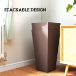 23 Inch Tall Planters for Outdoor Plants, Set of 2 Plastic Flower Pots, for Front Door Patio Garden Use, Brown - Image 6
