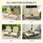 2-Seat Wooden Garden Bench with Table, Umbrella Hole, High Backrest, Armrests for Backyard, Patio, Garden, Natural Wood - Image 8