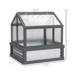 Raised Garden Flower Bed Kit with Greenhouse, Wooden Cold Frame Planter, 35.5" x 31.5" x 36", Gray - Image 3
