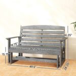 Patio Glider Bench w/ HDPE Slatted Double Rocking Chair, Distressed Gray - Image 3