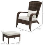 Wicker Adirondack Chair Fire Pit Chair w/ Ottoman & Cushions, White - Image 3