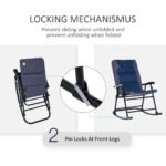 3 Piece Outdoor Folding Rocking Chair and Table Set - Blue and Gray - Image 5