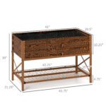 Galvanized Raised Garden Bed, Metal Planter Box with Legs, Storage Shelf and Bed Liner, Dark Brown - Image 3