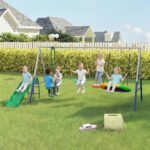 5-in-1 Kids Swing Set with Slide, Swings and Glider for Backyard, 770lbs Capacity, for Ages 3-8, Mixed Color - Image 2