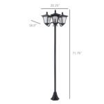 Outdoor Lamp Post Lights, Triple Head Solar Powered Lamp, Street Vintage Solar Post Lamp, for Backyard, Garden Pathway, Driveway, 72 Inches - Image 3