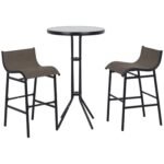 3 Piece Bar Height Outdoor Bistro Set for 2, Tan