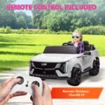 2-Seater 12V 10AH Ride on Truck, Cadillac Escalade Licensed Electric Car for Kids w/ Spring Suspension Wheels, White - Image 6