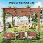 11' x 12.5' Outdoor Wood Pergola with Grape Trellis for Patio, Deck, Backyard, Lawn - Image 4