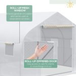11.5' x 10' x 6.5' Walk-in Greenhouse, Tunnel Green House with Zippered Door and 6 Mesh Windows, Gardening Plant Hot House with Galvanized Steel Frame, White - Image 6