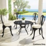 Patio Chair Cushions Set of 4 Round Seat Cushions for Dining Bistro Chairs Machine Washable, 15" x 15" x 3", Cream White - Image 8
