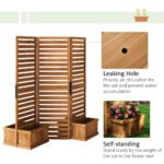 62.5" x 19" x 66" Wood Panel Trellis w/ 4 Planter Box Raised Bed for Garden Natural Wood - Image 6