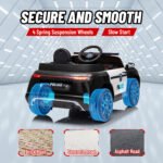 12V Kids Ride on Car w/ Remote Control, Siren, Light, Music, Spring Suspension, Horn & Transport Wheel, Black - Image 6