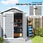 6x4.5 Outdoor Storage Shed, Lockable Tool Shed with Double Doors, Vent and Window for Garden, Cottage Style, Family Use, Gray - Image 8
