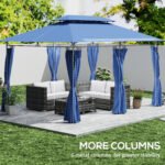 10' x 13' Double Roof Patio Gazebo, Outdoor Gazebo with Curtains, for Garden, Lawn, Backyard and Deck - Image 5