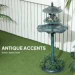 3 in 1 Garden Bird Bath Bowl Pedestal with Bird Feeder, Large Water Basin, Underneath Flower Planter, Green - Image 7