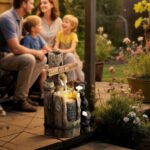 22.8" Water Fountain, 3-Tier Resin Bears on Log Outdoor Waterfall Fountain with LED Lights, Pump - Image 2