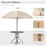 6 Piece Patio Dining Set for 4 with Umbrella, Outdoor Table and Chairs with 4 Folding Dining Chairs & Round Glass Table for Garden, Backyard and Poolside, Beige - Image 5