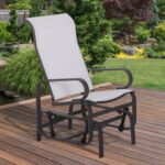 Gliding Lounger Chair, Single Rocker with Lightweight Metal & Mesh Construction, White - Image 2