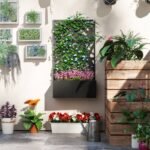 Metal Planter Box Raised Garden Bed with Decorative Privacy Screen, Wall-mounted or Freestanding, 24" x 9.1" x 44.5" - Image 7