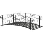 6' Metal Arch Backyard Garden Bridge, Safety Siderails, Arc Footbridge for Backyard Creek, Stream, Pond