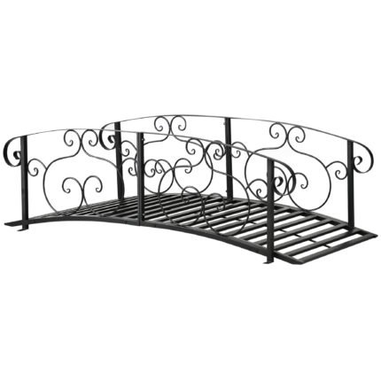 6' Metal Arch Backyard Garden Bridge with Safety Siderails