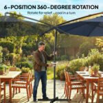 10 ft Offset Patio Umbrella with Cover, Hanging Cantilever Umbrella with 360° Rotation, Crank Handle, Tilt - Image 6