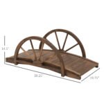 3.3ft Wooden Garden Bridge Arc Footbridge with Half-Wheel Style Railings & Solid Fir Construction, Stained Wood - Image 3