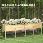 Wooden Raised Garden Bed, Large Elevated Planter Box with Legs, Bed Liner and Drain Holes, 7.4' x 1.8' x 2.6', Natural - Image 4